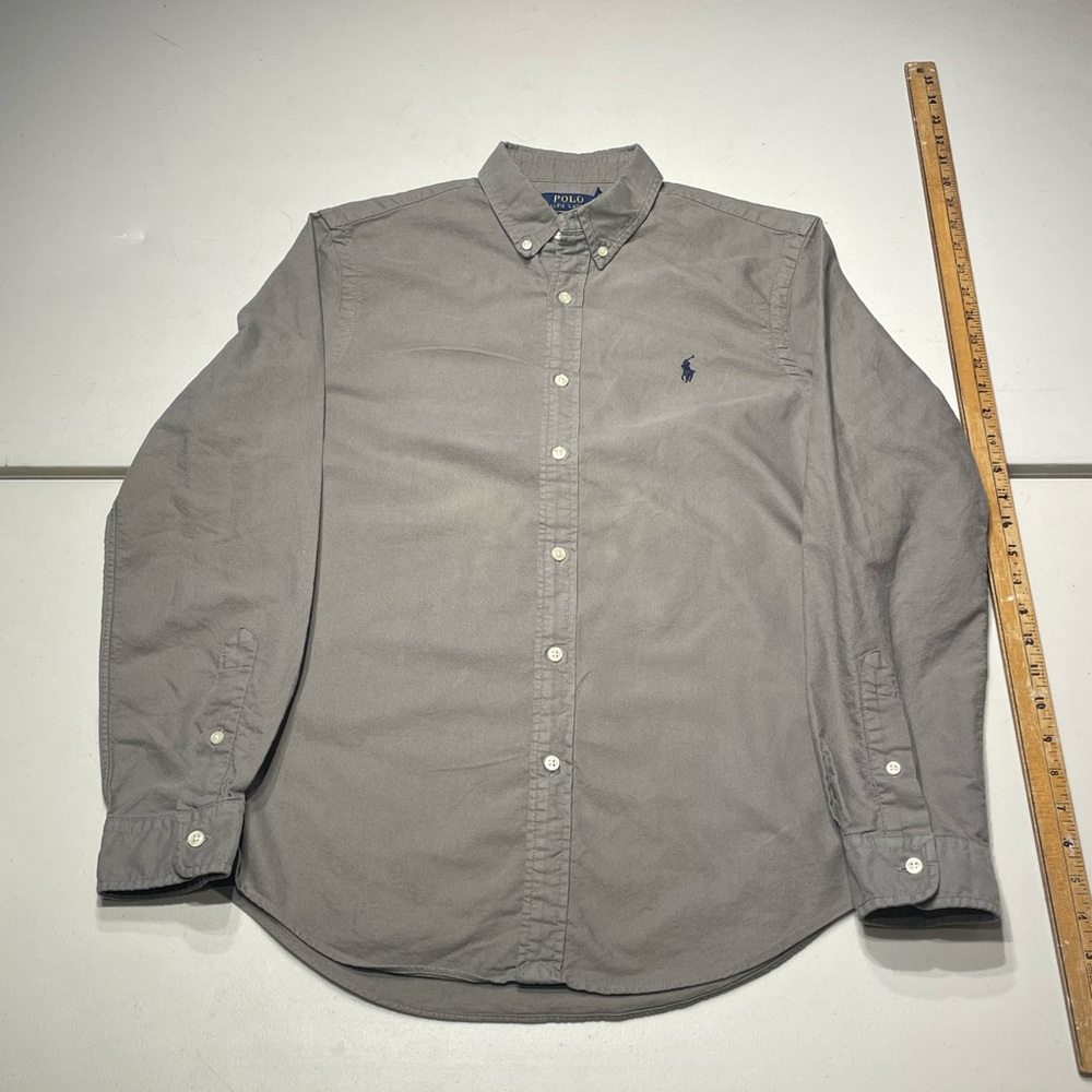 Ralph Lauren size Medium Slim fit Gray Oxford Cloth Button Down Shirt. - Picture 1 of 13